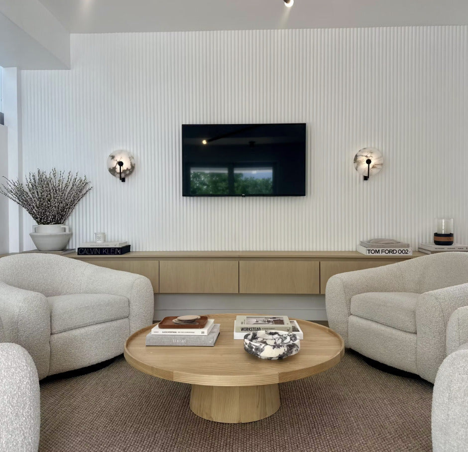 living room with white panels