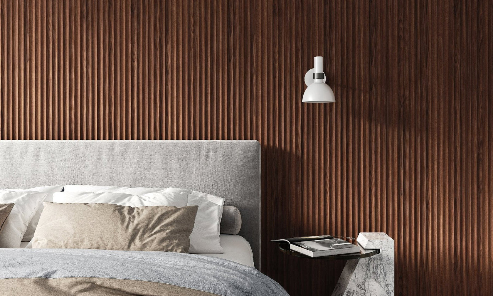 fluted walnut wood panel