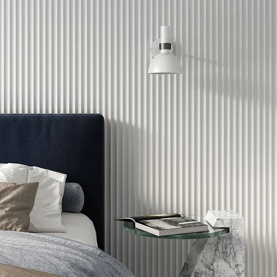 bedroom with white paintable wall panel