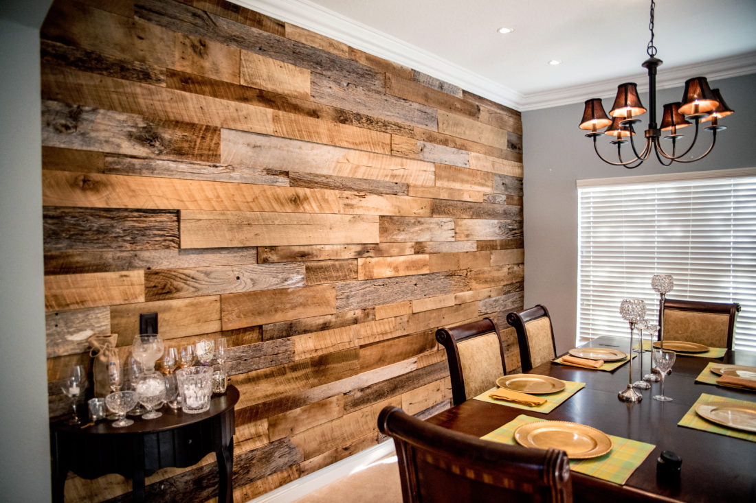 reclaimed wood rustic wood accent wall