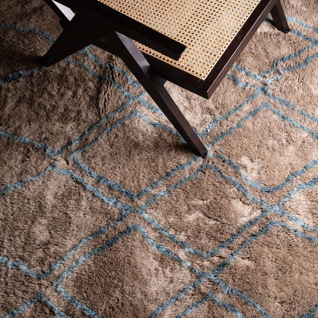 Oceanic Lattice - Luxury Shag Moroccan Rug