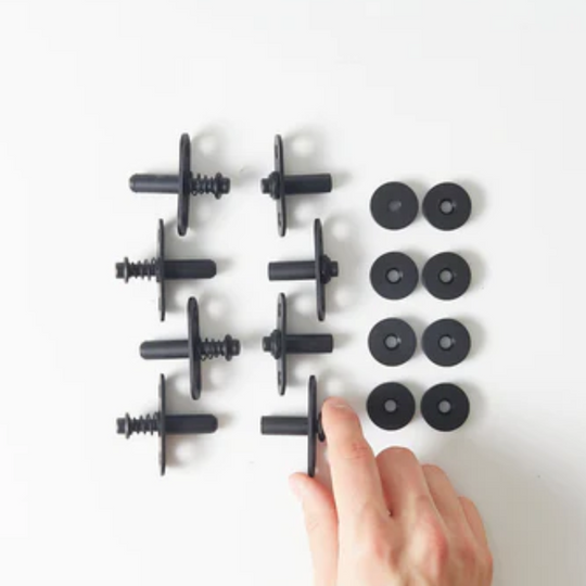Contents of the andor willow room slat room divider hardware kit