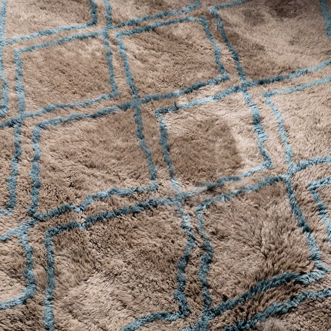Oceanic Lattice - Luxury Shag Moroccan Rug