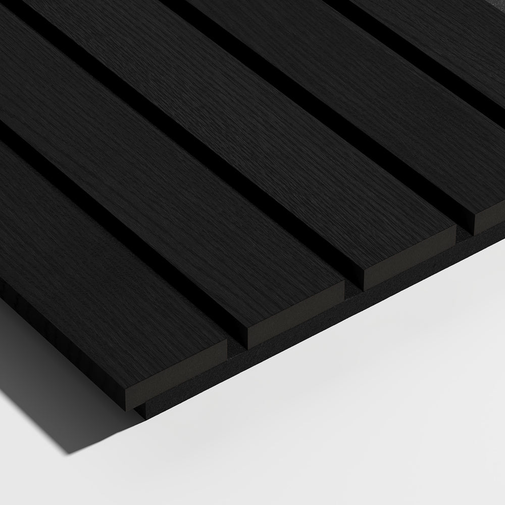 charcoal finish wide wood slat wall panel