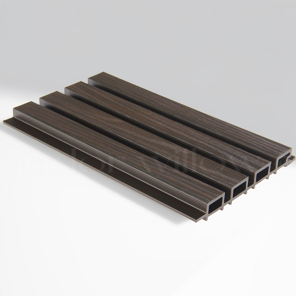 deep walnut composite exterior wood slat wall panel samples