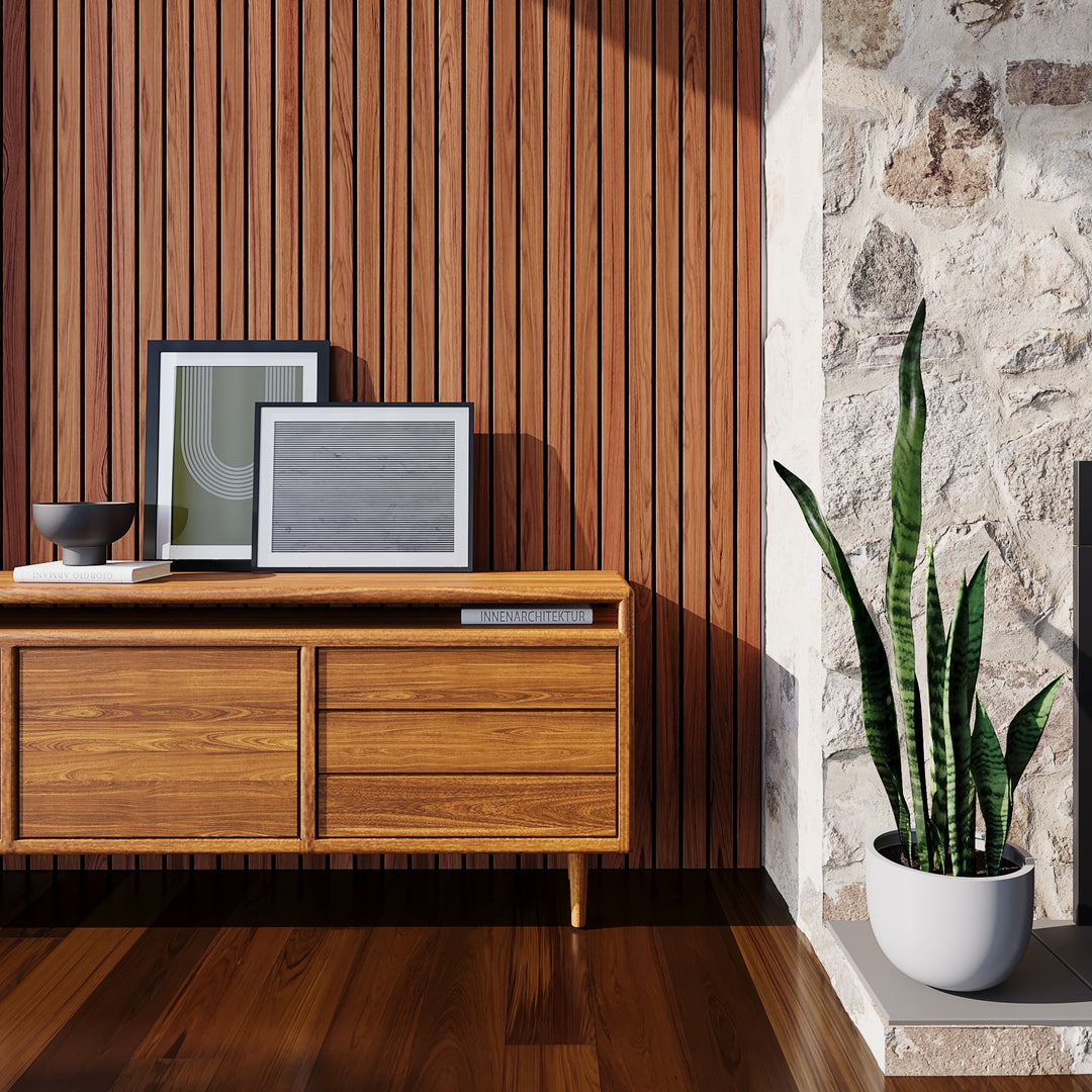 wide wood slat wall panel living room 2