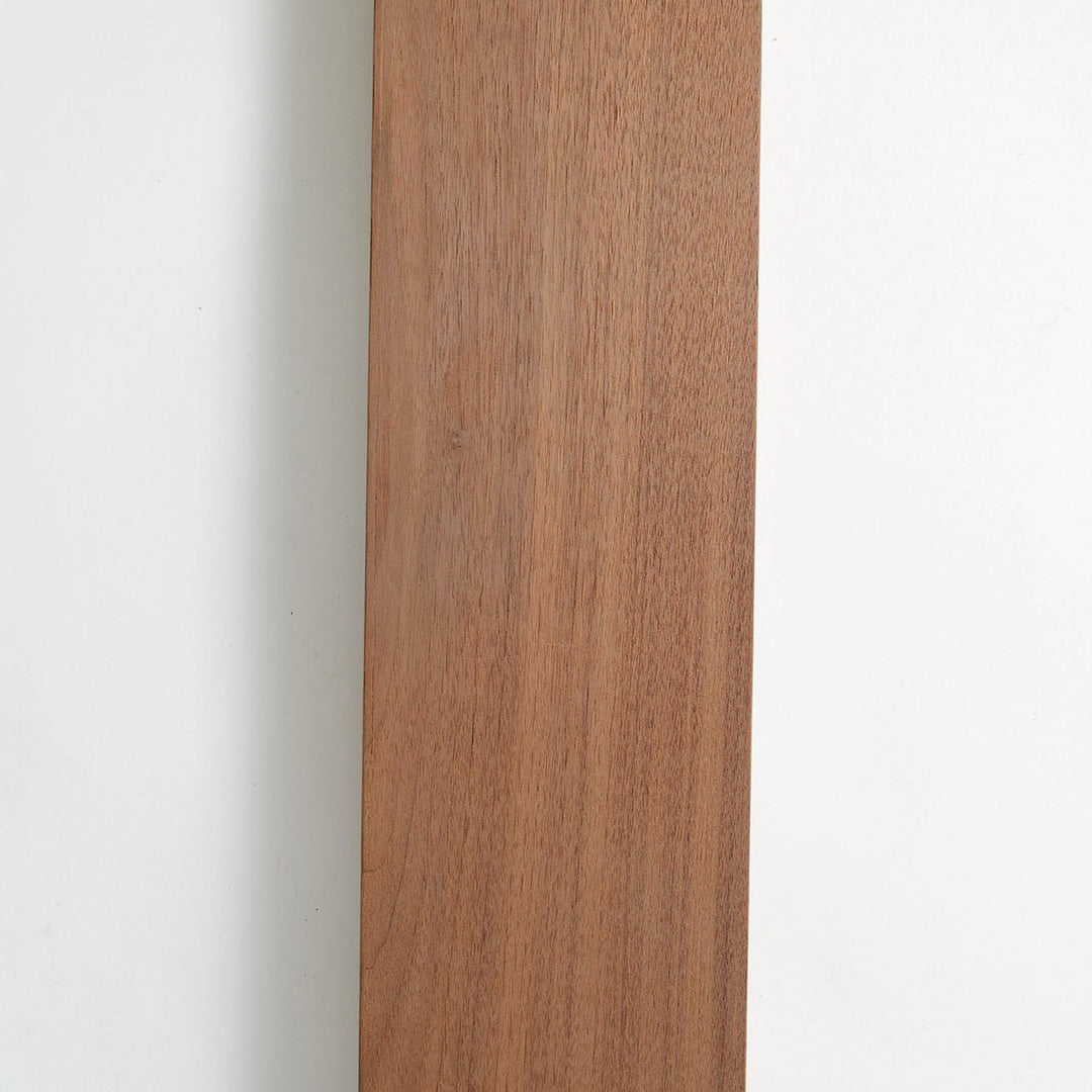 walnut wood slat room divider sample swatch against white background