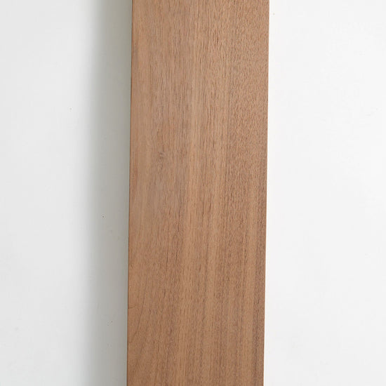 walnut wood slat room divider sample swatch against white background