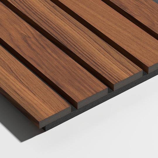 walnut finish wide wood slat wall panel